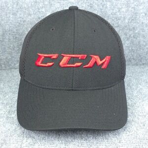 CCM Hat Cap Mens Fitted Black L XL Mesh Hockey Athletic Training Sports